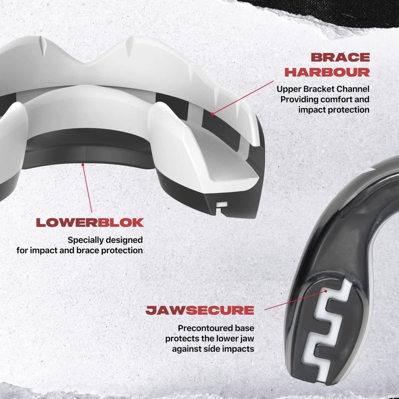 SAFEJAWZ Mouthguard for Braces, Upper & Lower Protection Remoldable Mouth Guard with Case for Boxing, Basketball, Football, MMA, Lacrosse, Hockey and All Contact Sports One Size (Fangz) - Image 3